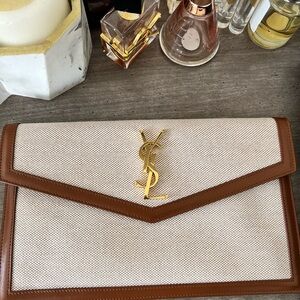 YSL Uptown Canvas Clutch